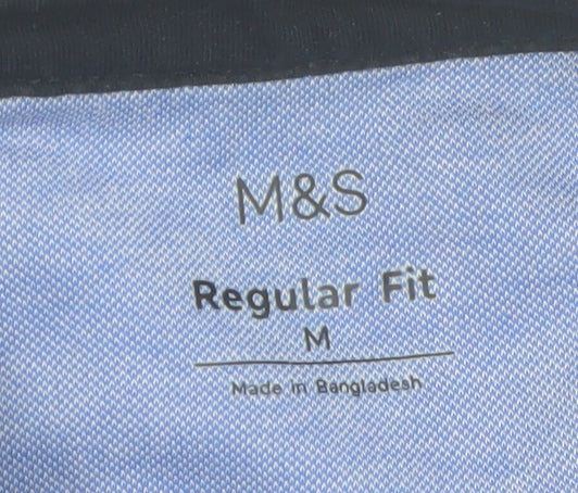 Marks and Spencer Men's Blue Regular Fit Polo Shirt Size M
