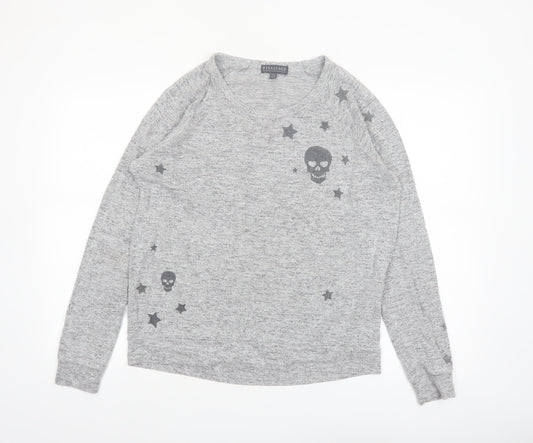 P.J. Salvage Women's Grey Skull Star Jersey Long Sleeve Top Size 10