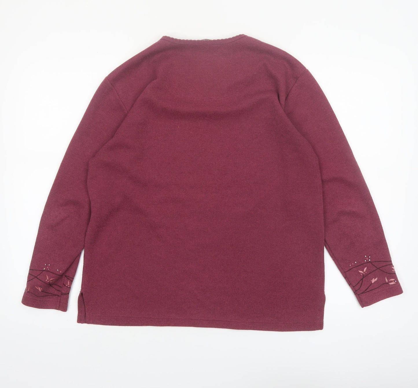Debenhams Women Red Embroidered V-Neck Knit Jumper Size 10