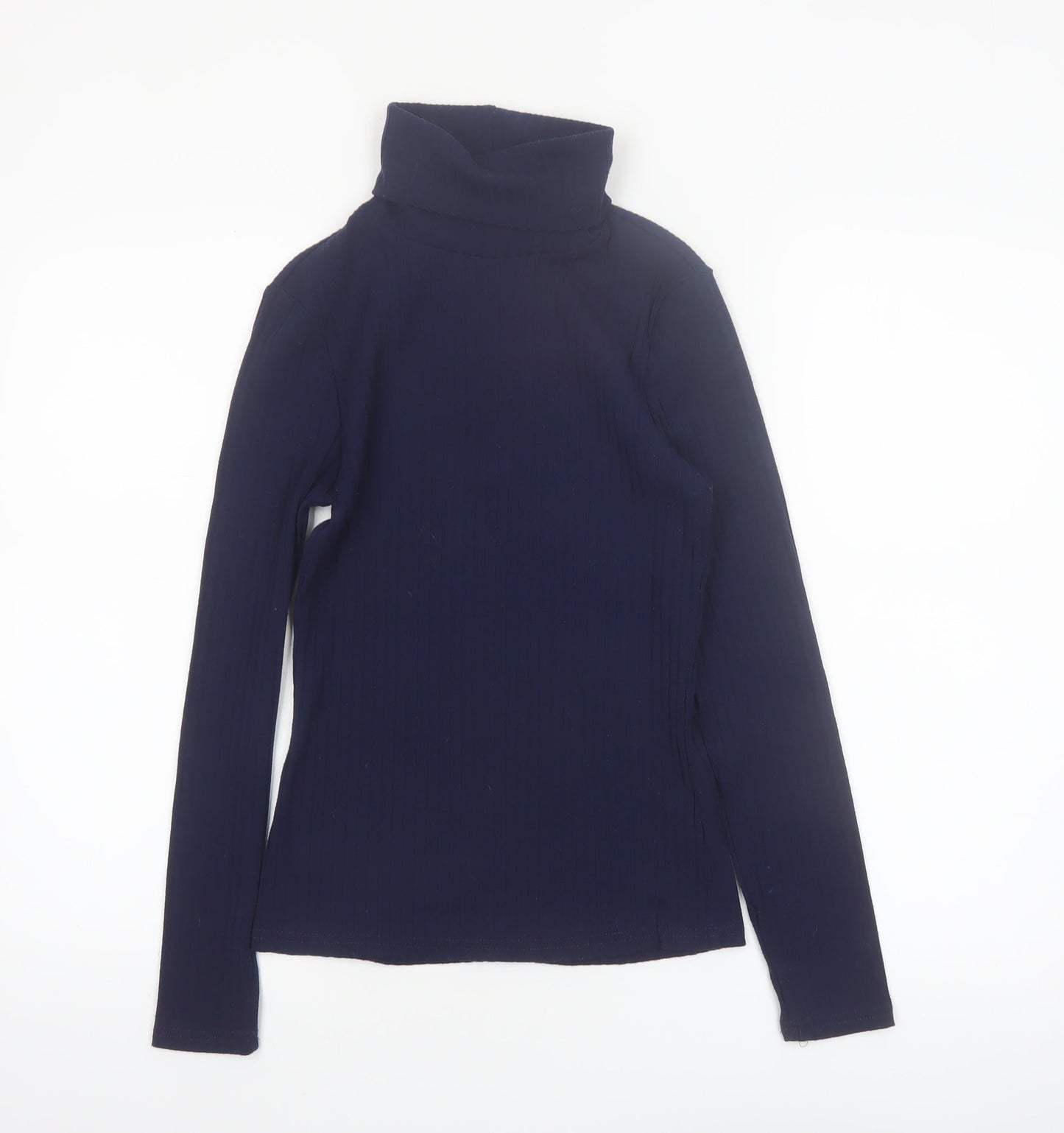 River Island Women's Blue Roll Neck Long Sleeve Slim Fit Top Size 8