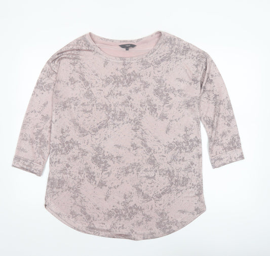 Next Women's Pink Abstract 3/4 Sleeve Jersey T-Shirt Size 12