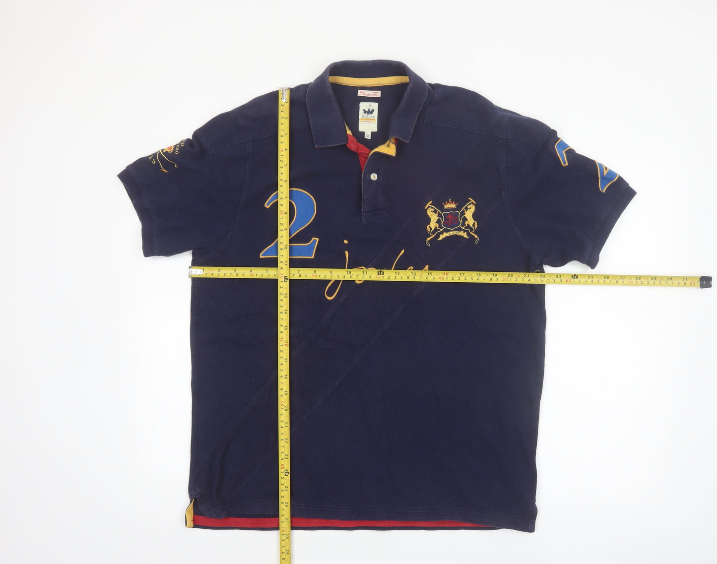 Joules Men’s Blue Latin Polo Club Embroidered Cotton Polo Shirt L