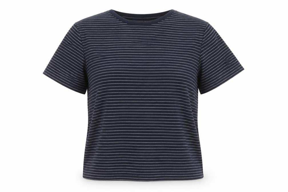 Whistles Women's Blue Striped Cotton T-Shirt XS Short Sleeve