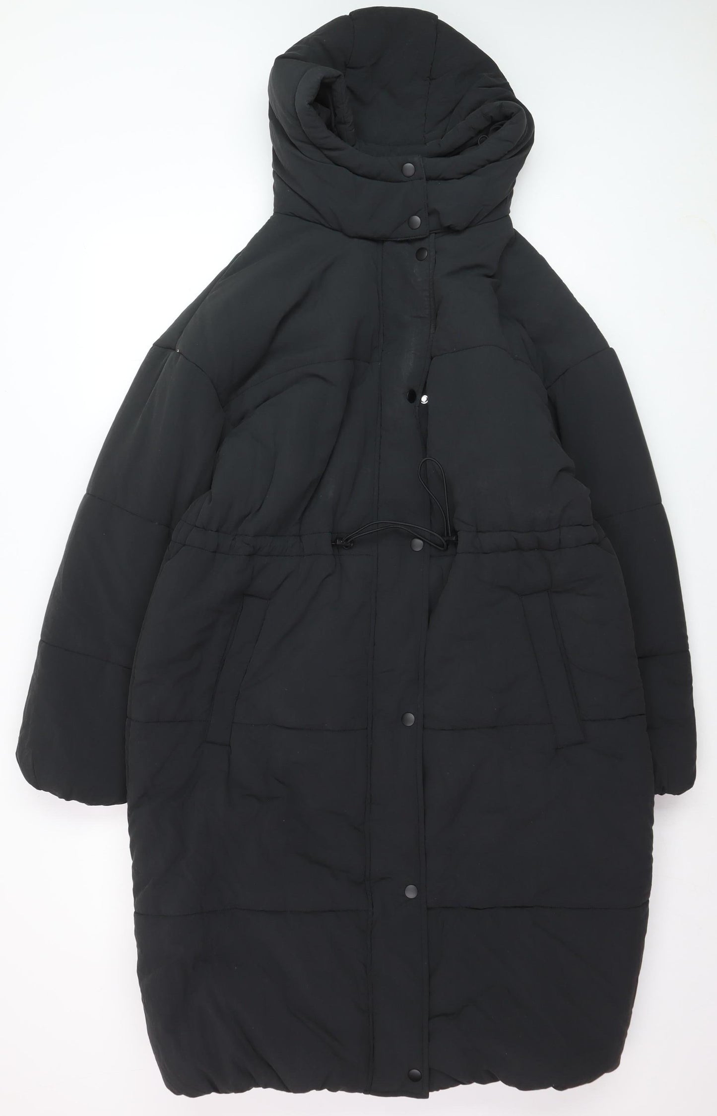 Marks and Spencer Women's Black Size 12 Long Hooded Puffer Coat