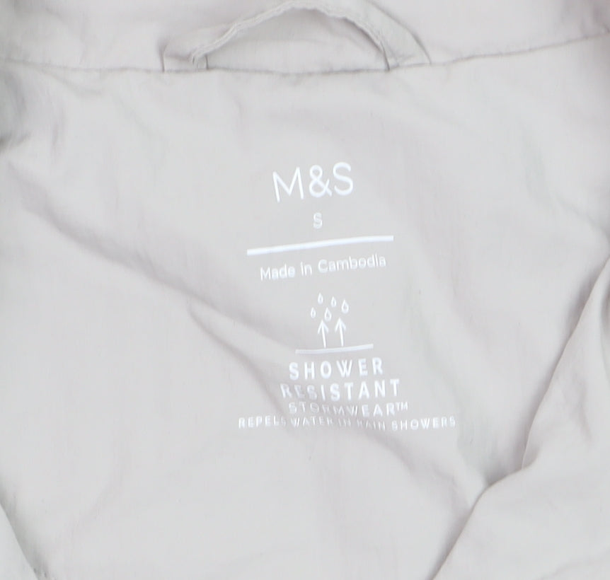Marks and Spencer Women's Grey Shower Resistant Cropped Windbreaker Jacket Size S