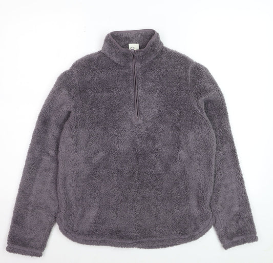 H&M Women Grey XS 1/2 Zip Fleece Pullover Sweatshirt
