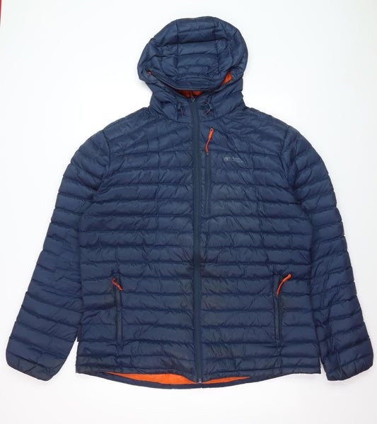 Mountain Warehouse Men's Blue XL Hooded Down Puffer Jacket