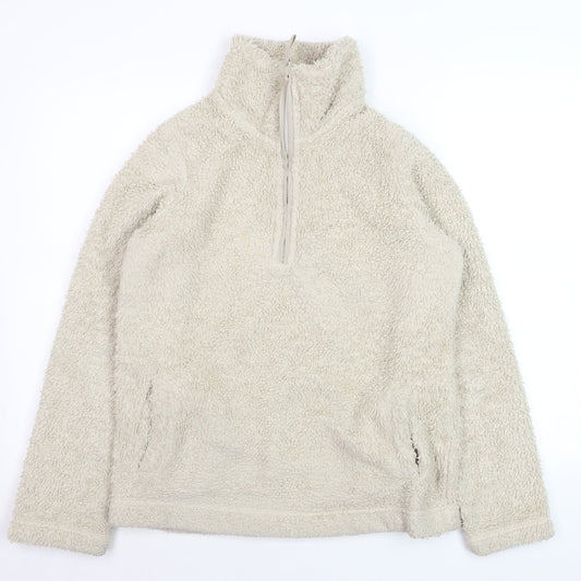 Marks and Spencer Women Beige Fleece 1/4 Zip Pullover Sweatshirt Size 12