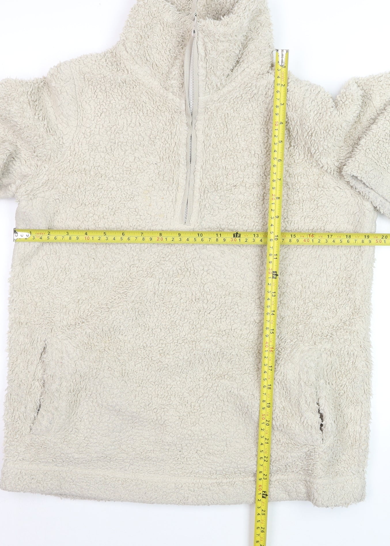 Marks and Spencer Women Beige Fleece 1/4 Zip Pullover Sweatshirt Size 12