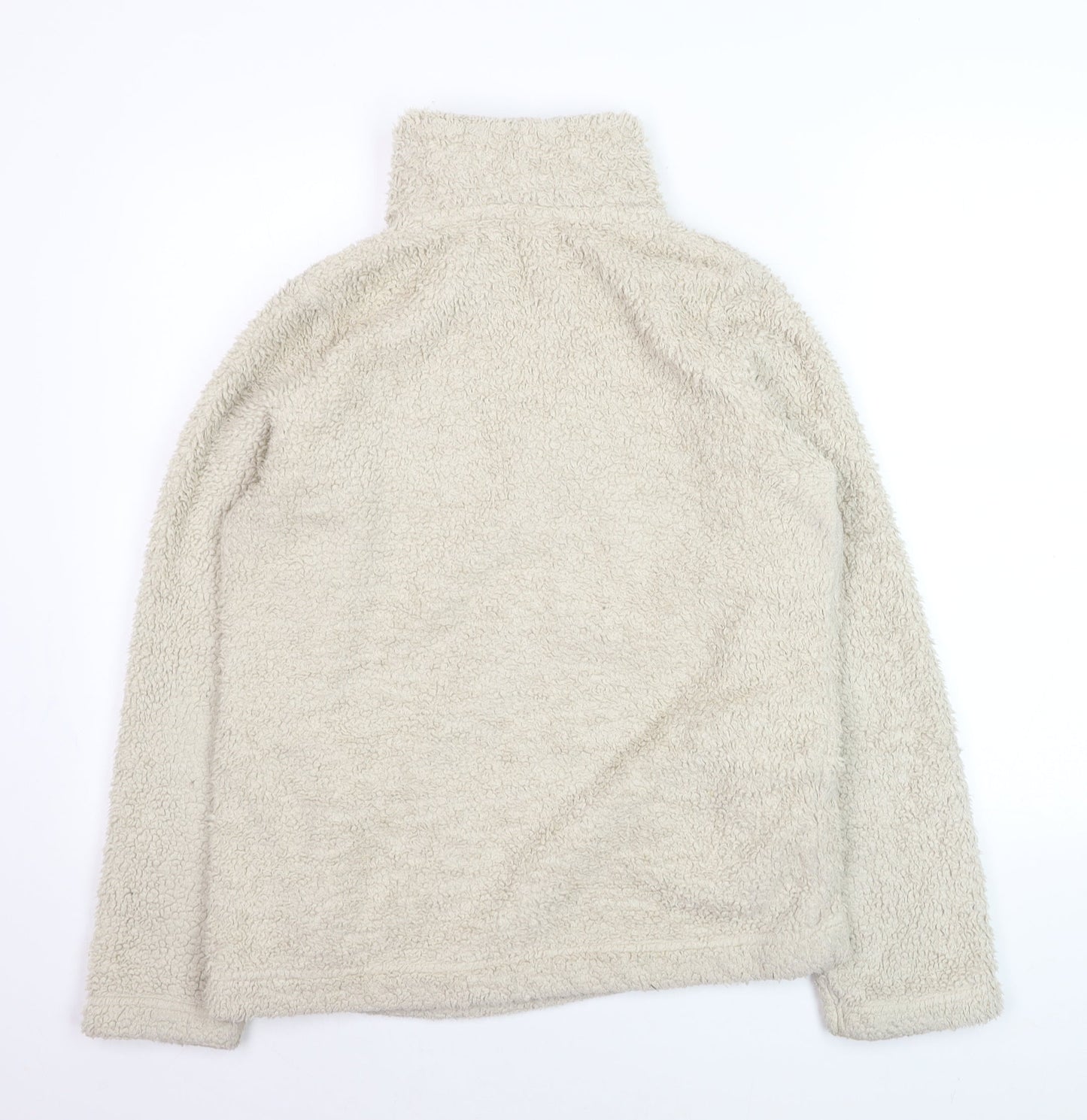 Marks and Spencer Women Beige Fleece 1/4 Zip Pullover Sweatshirt Size 12