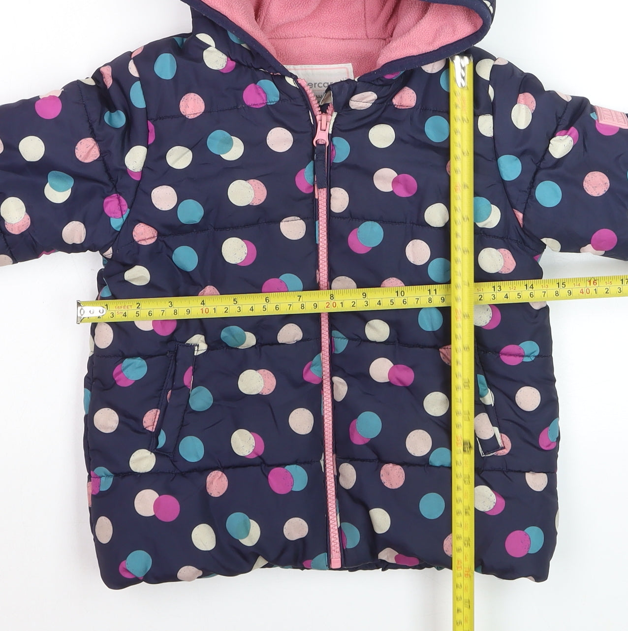 Mothercare Girls Multicoloured Polka Dot Hooded Puffer Jacket 3-4 Years