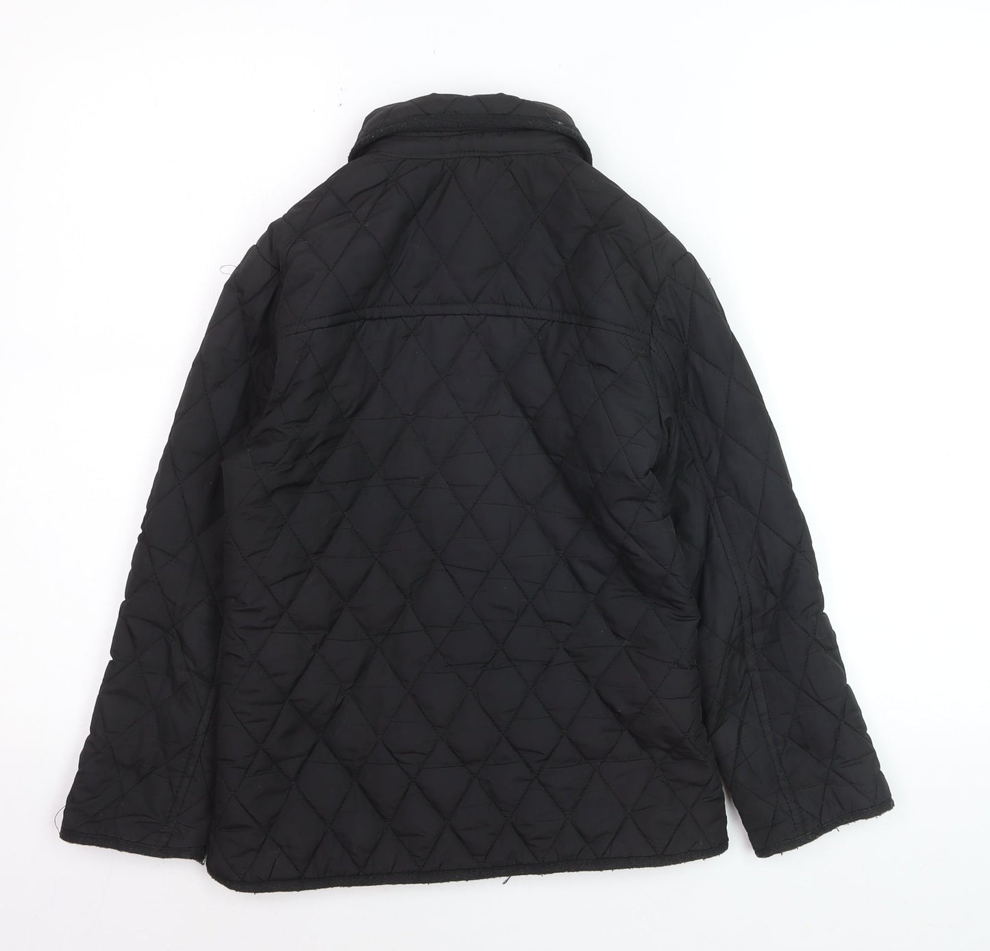 Y.D Boys Black Quilted Mid-Length Jacket 10-11 Years Button Lined Coat