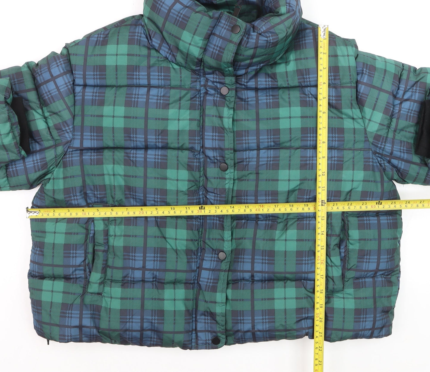 Primark Women's Green Check Puffer Jacket XL Winter Casual