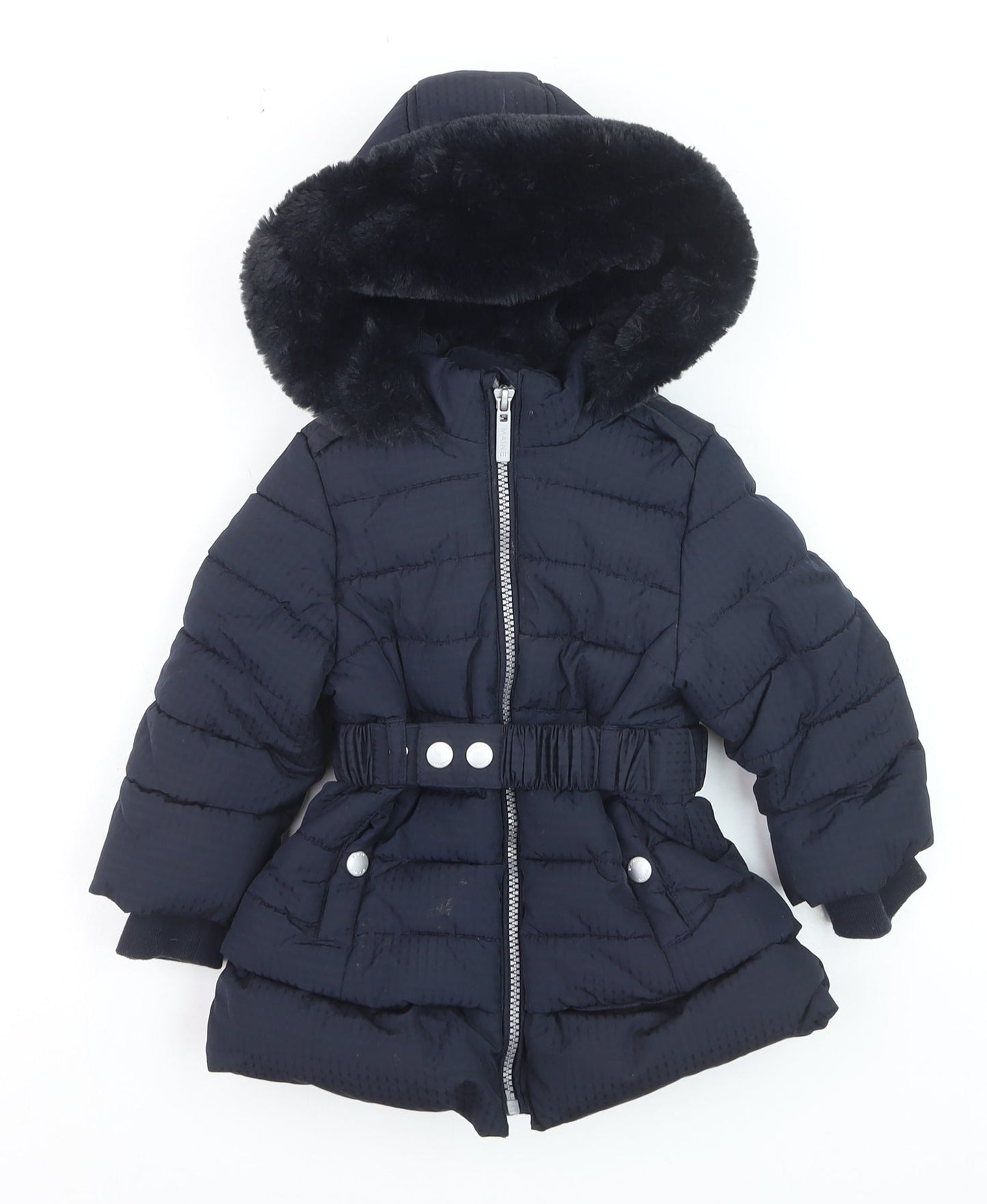 Maine New England Girls Blue Hooded Puffer Coat 12-18 Months Winter Warm Jacket