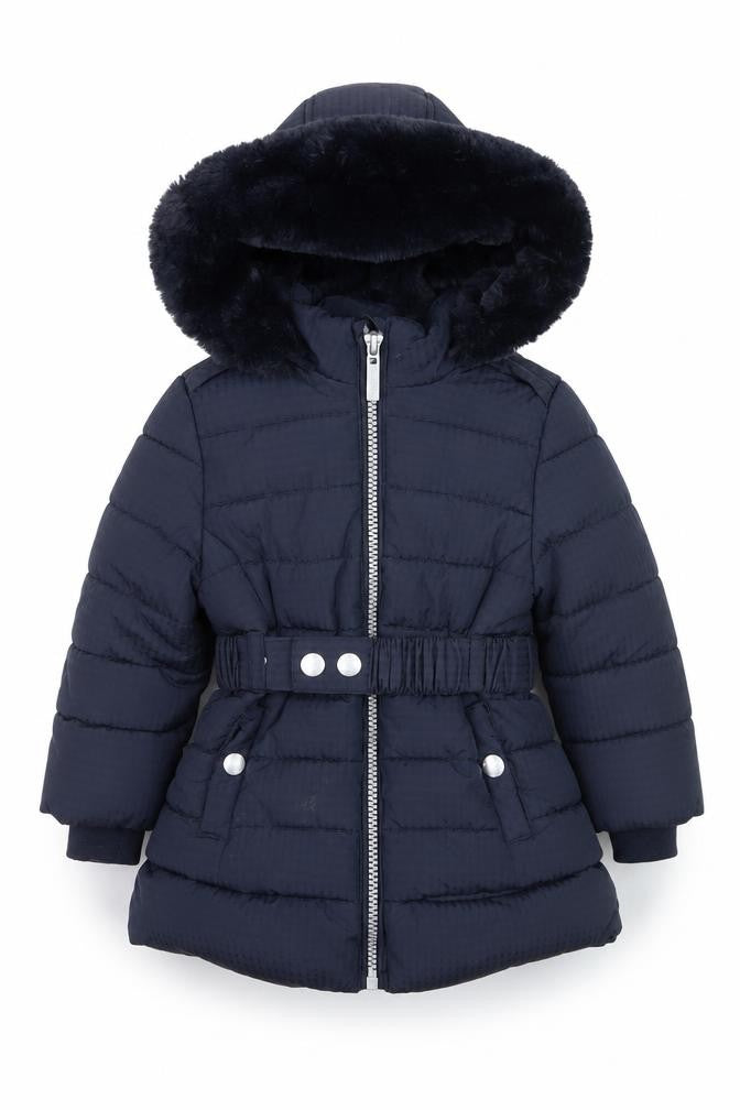 Maine New England Girls Blue Hooded Puffer Coat 12-18 Months Winter Warm Jacket