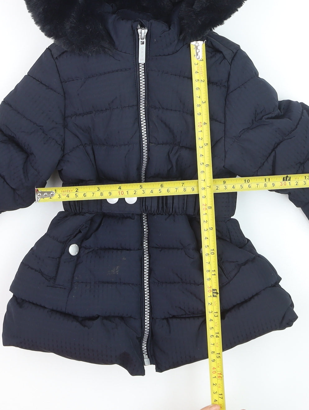 Maine New England Girls Blue Hooded Puffer Coat 12-18 Months Winter Warm Jacket