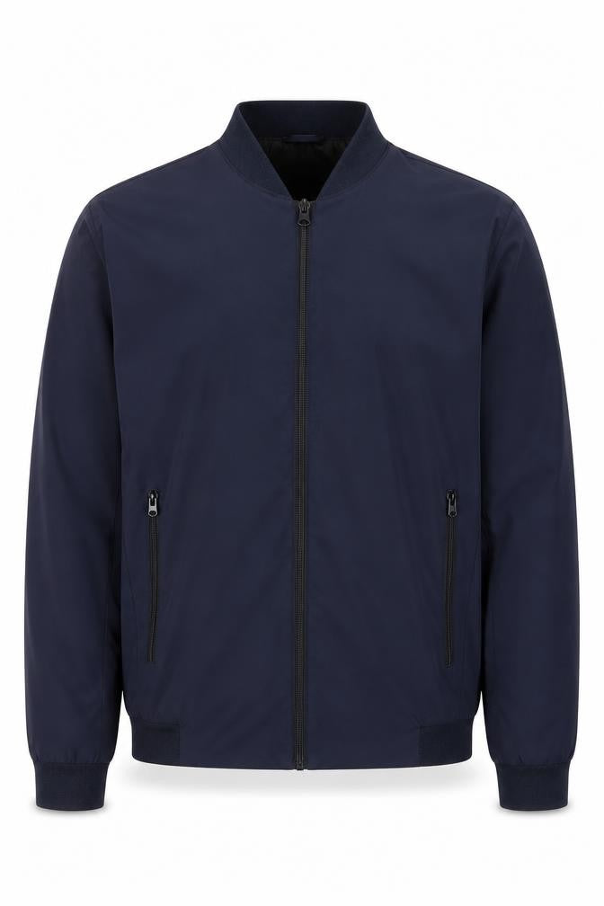 Zara Men Navy Blue Bomber Jacket XL Nylon Zip Pockets Casual