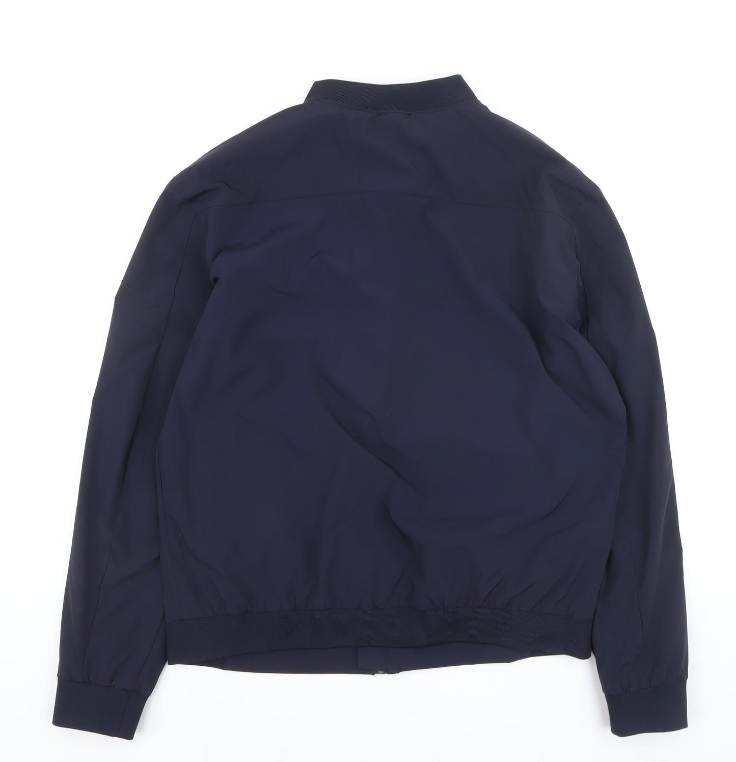Zara Men Navy Blue Bomber Jacket XL Nylon Zip Pockets Casual