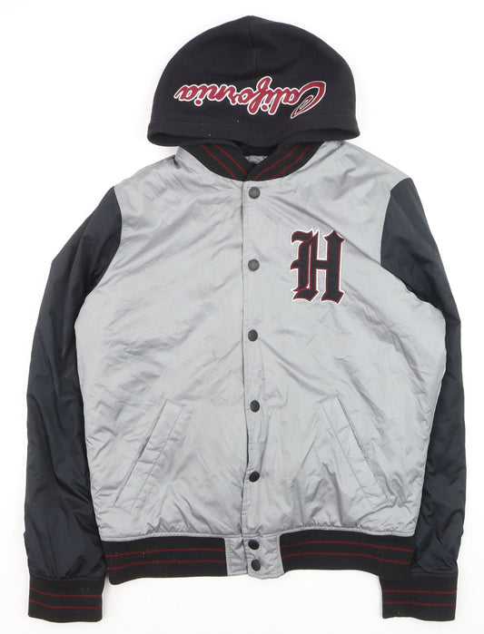 Hollister Men’s Grey Varsity Jacket M Hooded California Style
