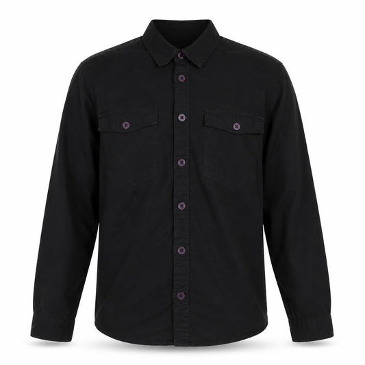 Topman Men's Black Cotton Long Sleeve Regular Fit Button-Up Shirt L