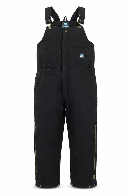 Berne Mens Youth Black Insulated Snow Pants Lined Outdoor Bib Trousers L
