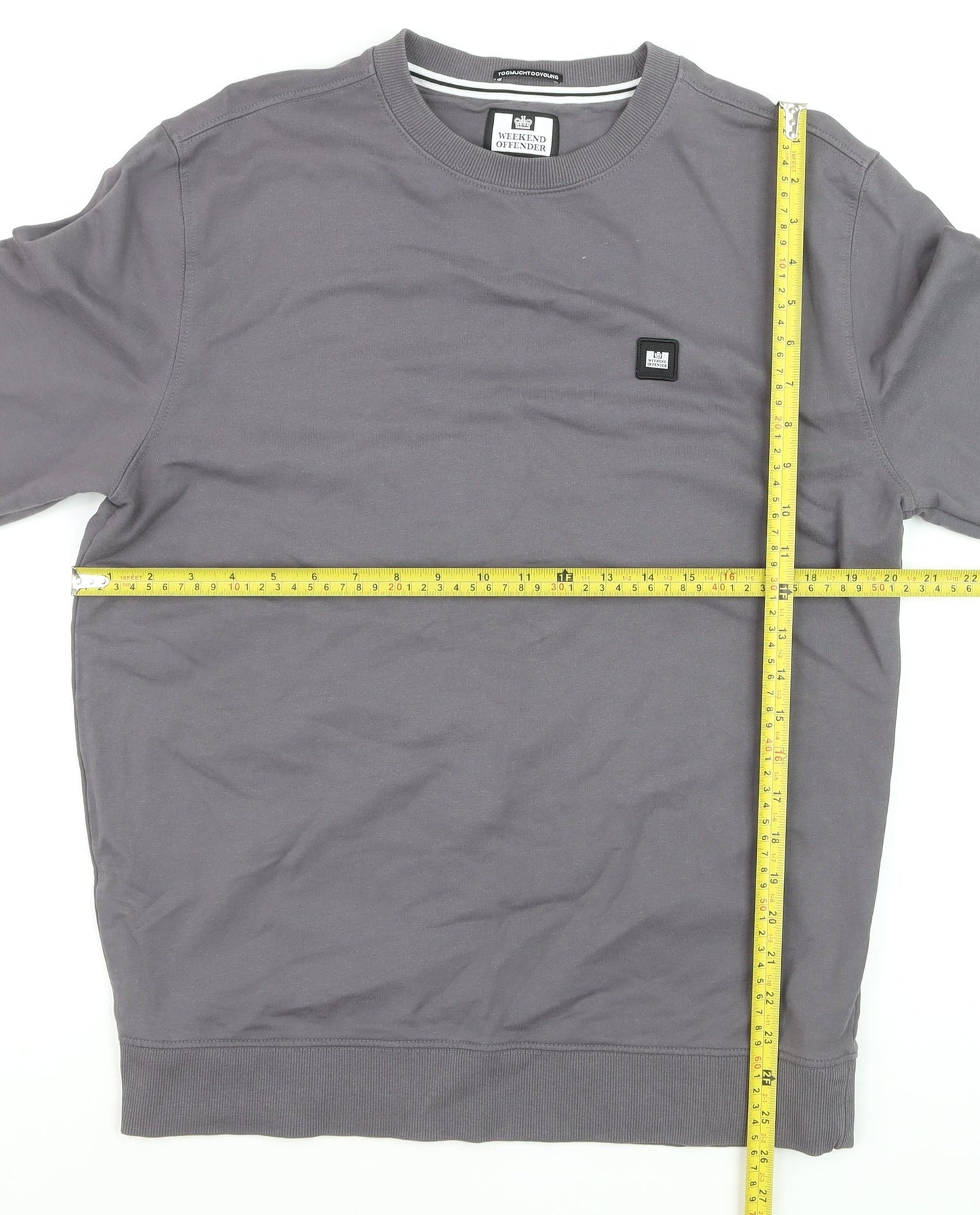Weekend Offender Men's Grey Regular Fit Cotton Crew Neck Sweatshirt M