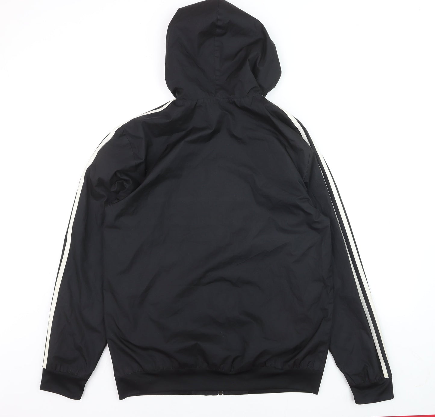 Adidas Men's Black Windbreaker Hooded Jacket L