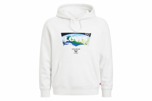 Levi's Men's White Pullover Hoodie Size M Graphic Logo Fleece
