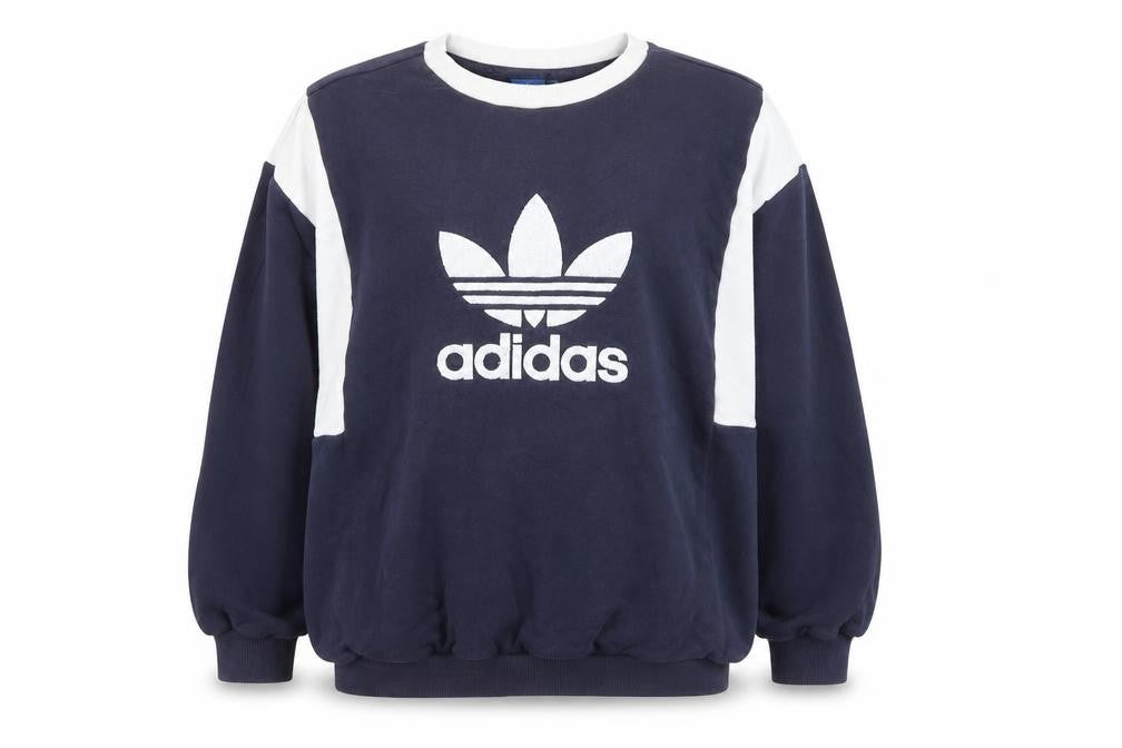 Adidas Womens Navy White Logo Sweatshirt Size 12 Crew Neck Pullover