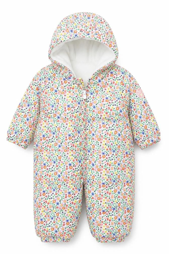 Baby Gap Unisex Multicoloured Floral Puffer Snowsuit 12-18 Months Hooded Winter Outerwear