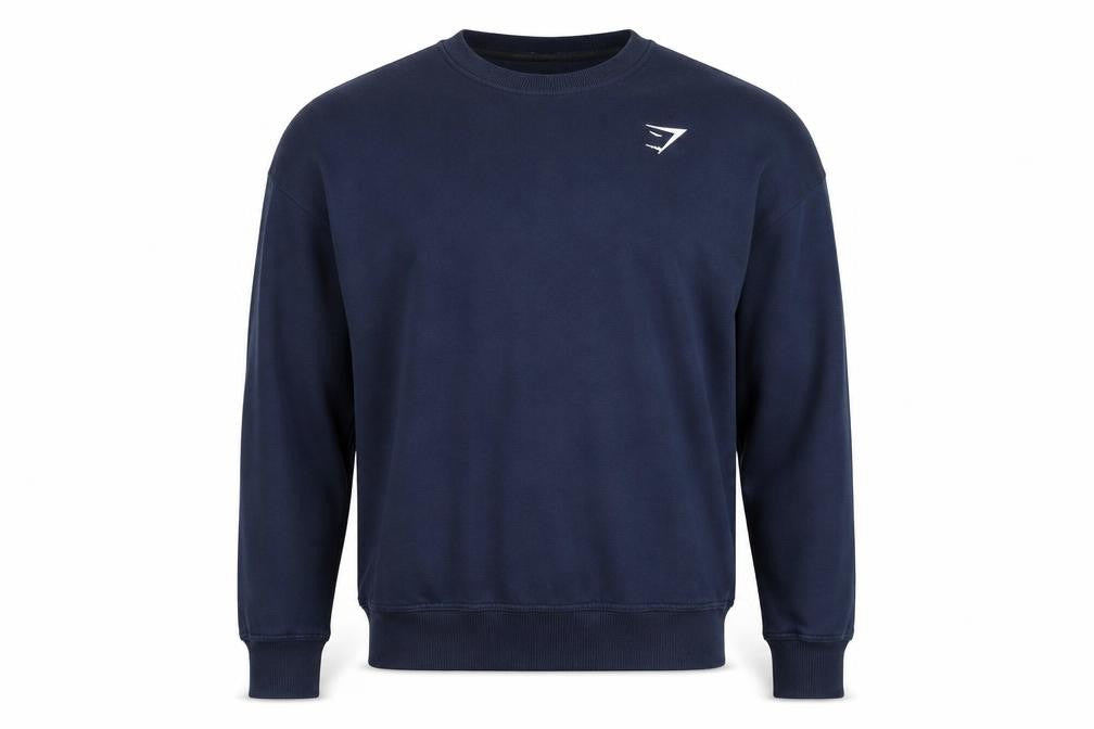 Gymshark Mens Navy Blue Crew Neck Pullover Sweatshirt S