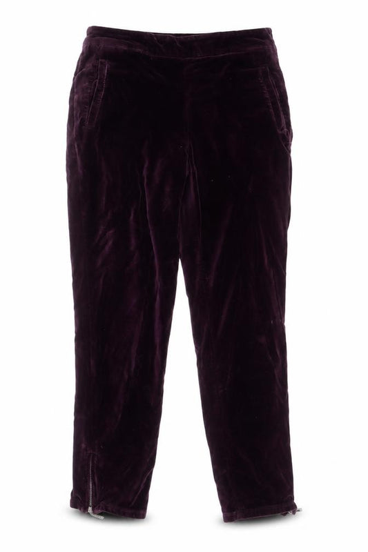 Fat Face Women's Purple Velvet Ankle Zip Trousers UK 8 Regular
