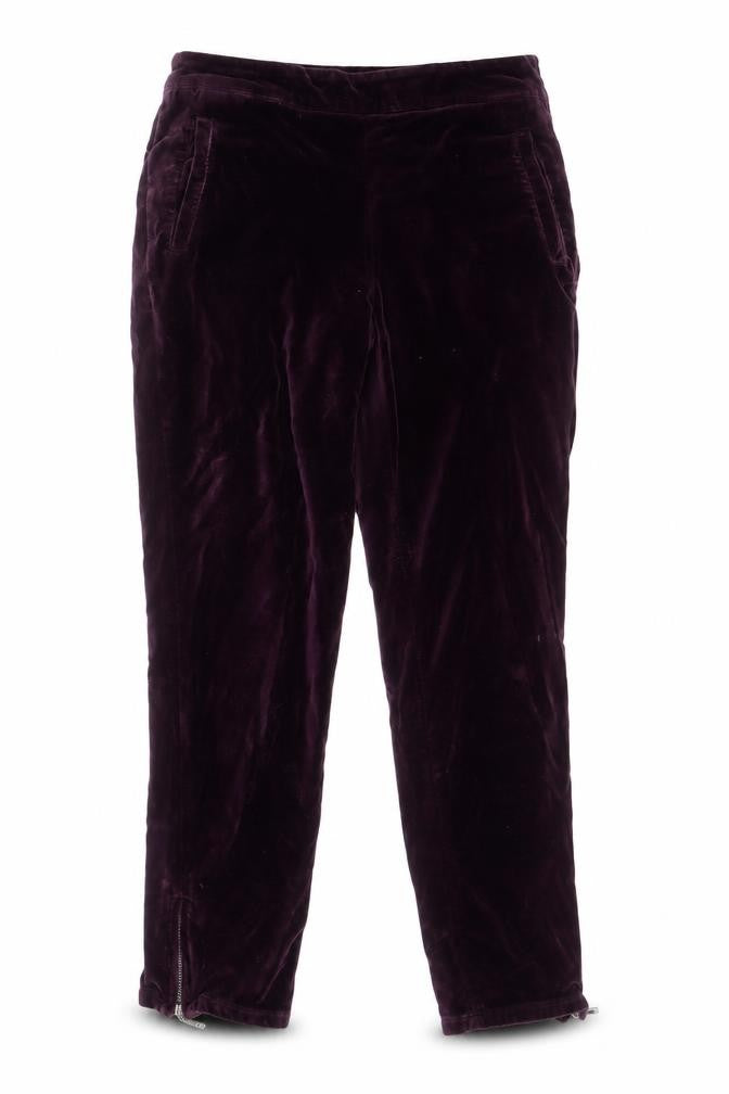FatFace Women's Purple Velvet Ankle Zip Trousers UK 8 Regular