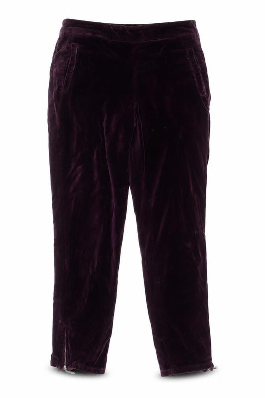 FatFace Women's Purple Velvet Ankle Zip Trousers UK 8 Regular
