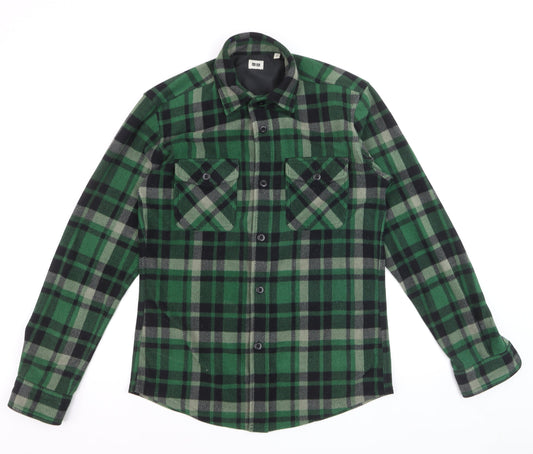 Uniqlo Men's Green Black Plaid Flannel Button-Up Shirt Size S