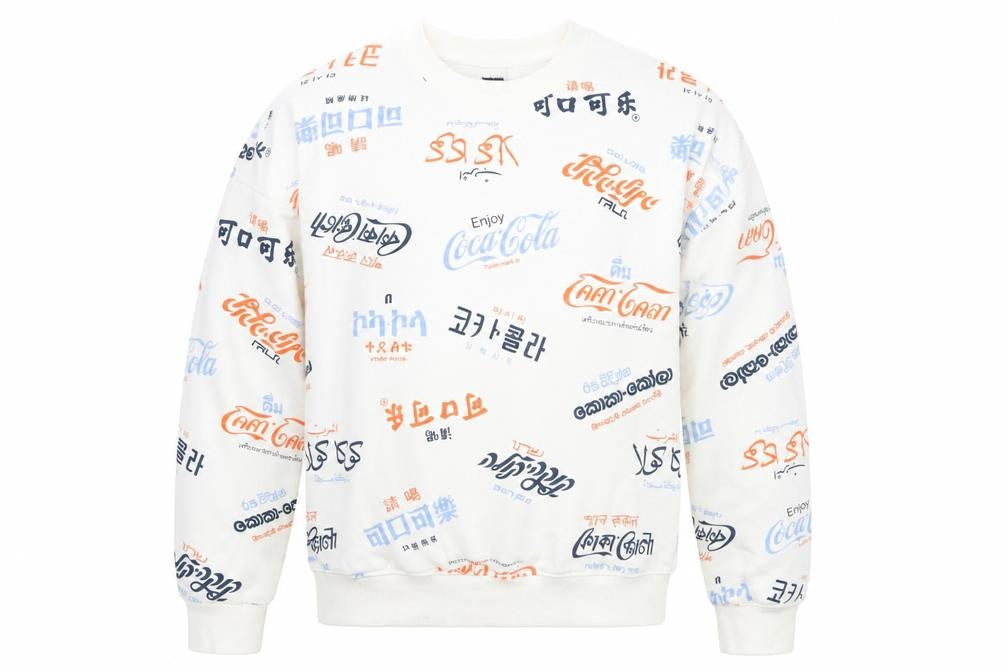 Front view of H&M boys’ multicoloured coca-cola graphic pullover sweatshirt xxs