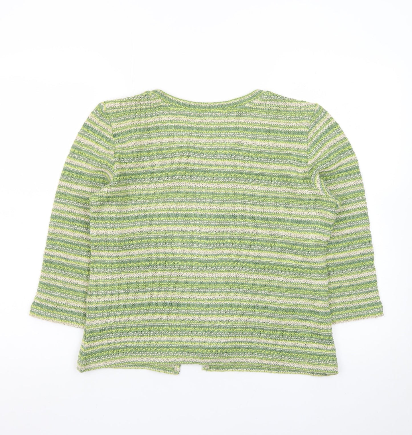 Marks and Spencer Women’s Green Striped Cardigan Medium Knit