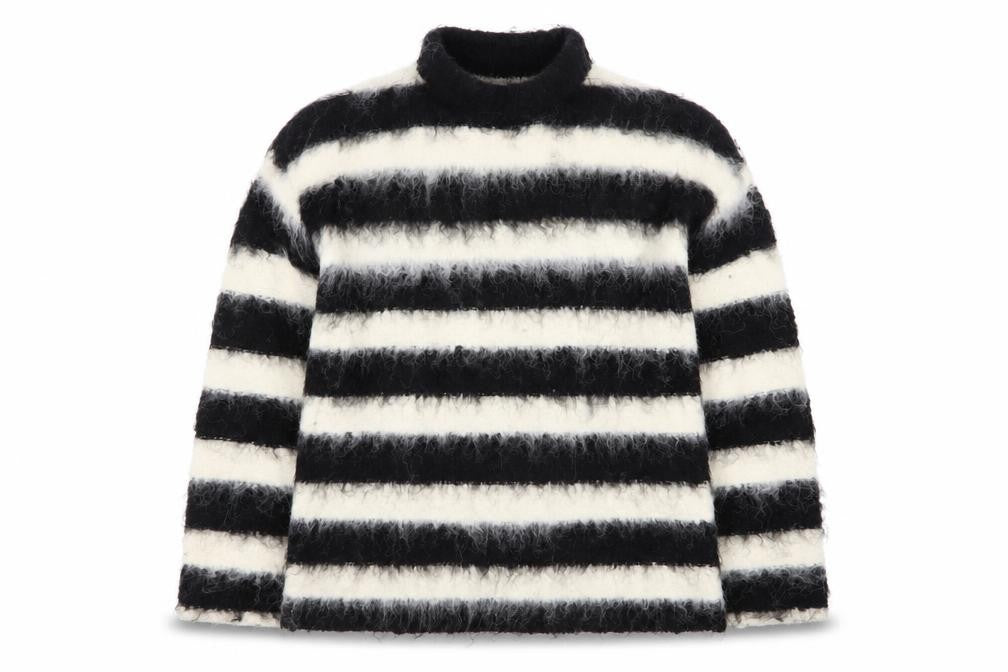 Topshop Women’s Black White Striped Mohair Wool Jumper S