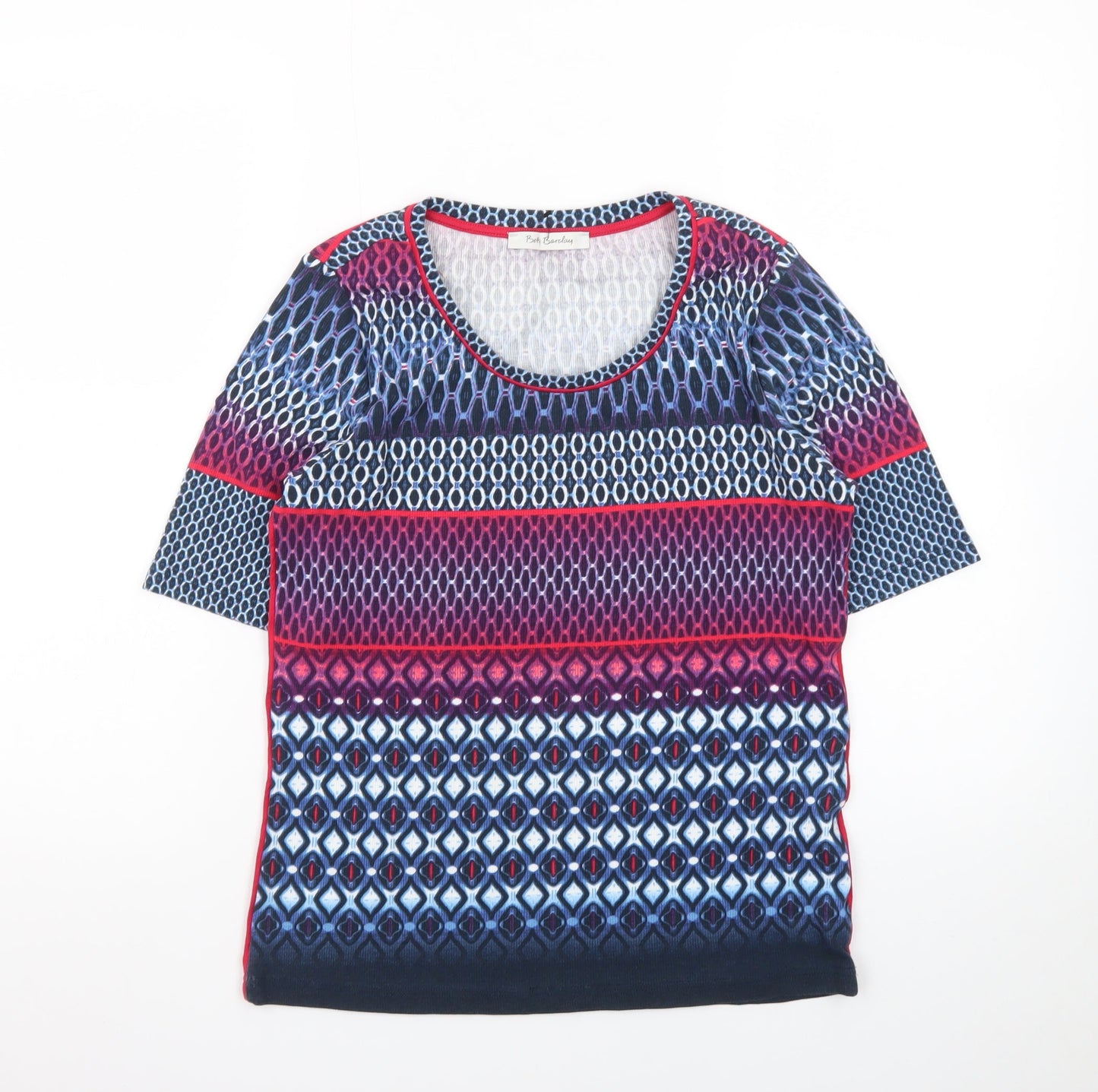Betty Barclay Women’s Multicoloured Geometric Short Sleeve Jersey Top Size 14