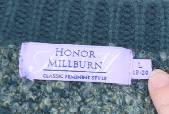 Honor Millburn Women's Green Wool Blend Cardigan L 18-20