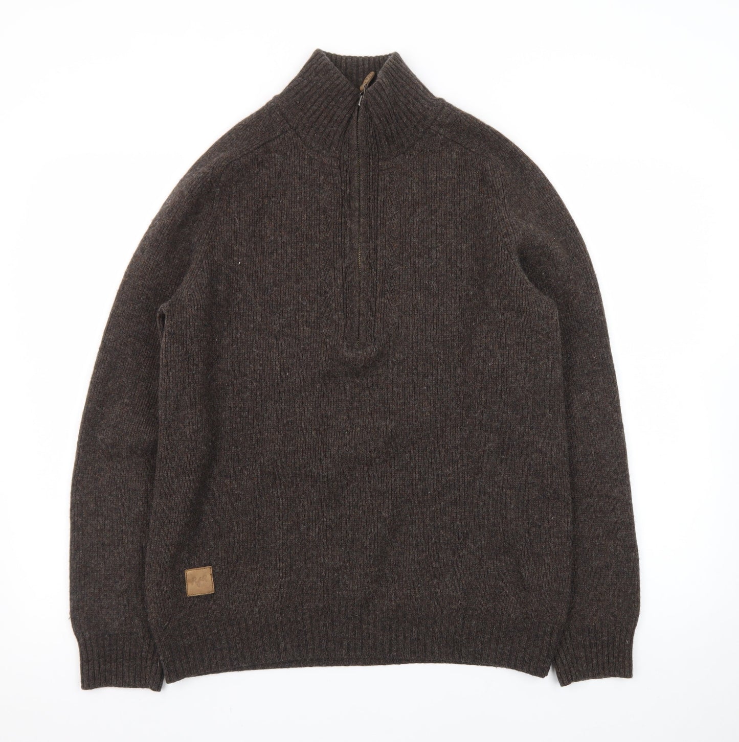 John Rocha Men’s Brown Wool Cashmere Half Zip Jumper Size M