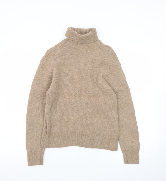 UNIQLO Women's Beige Roll Neck Wool Jumper Size S