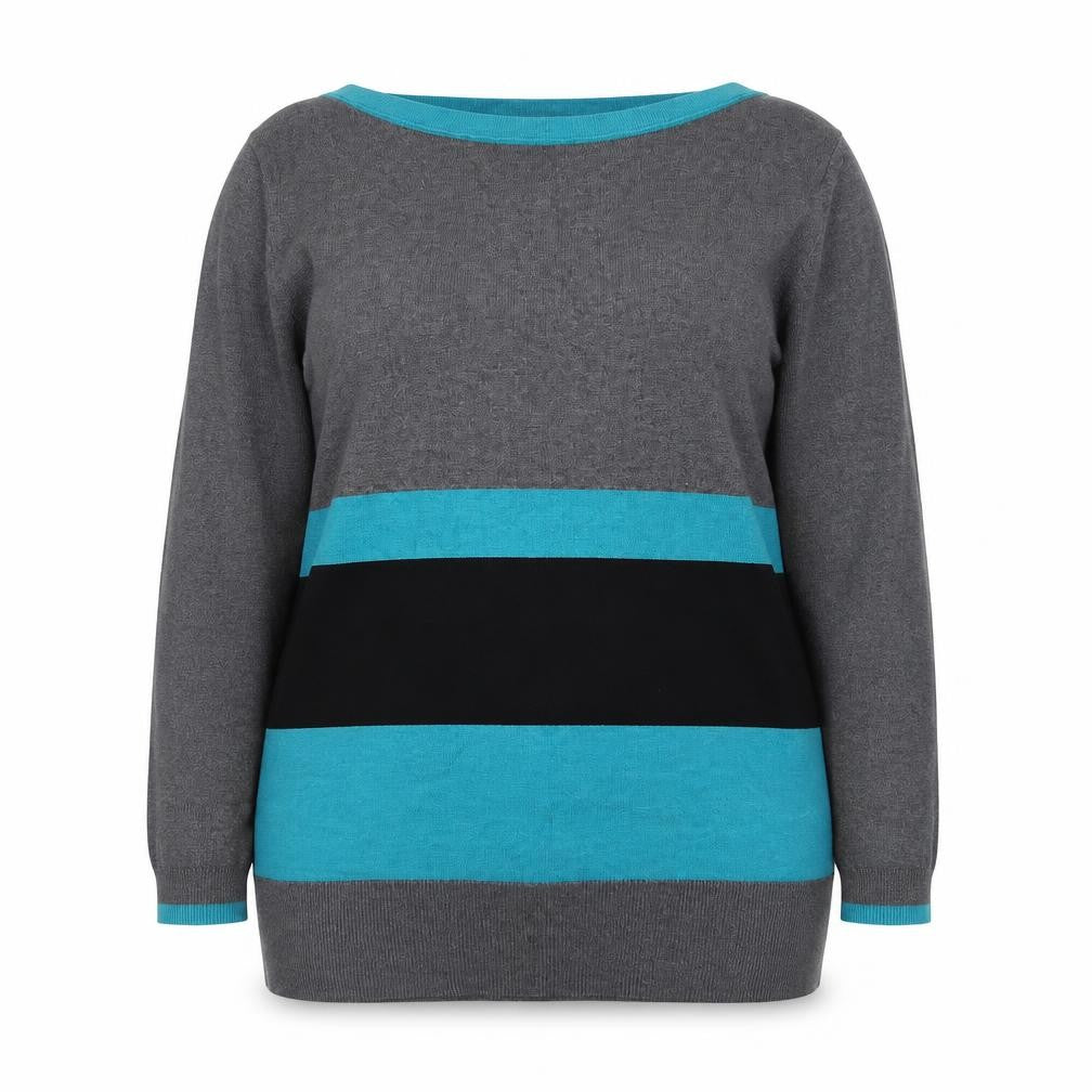 Debenhams Collection Women Grey Blue Striped Pullover Jumper Size 20
