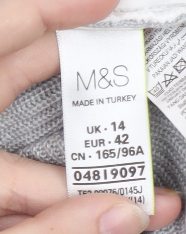 Marks and Spencer Women Grey Knit Long Sleeve Open Cardigan Size 14