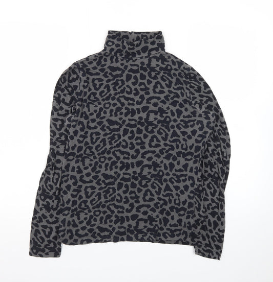 Tu Women’s Grey Animal Print Roll Neck Long Sleeve Top Size 16