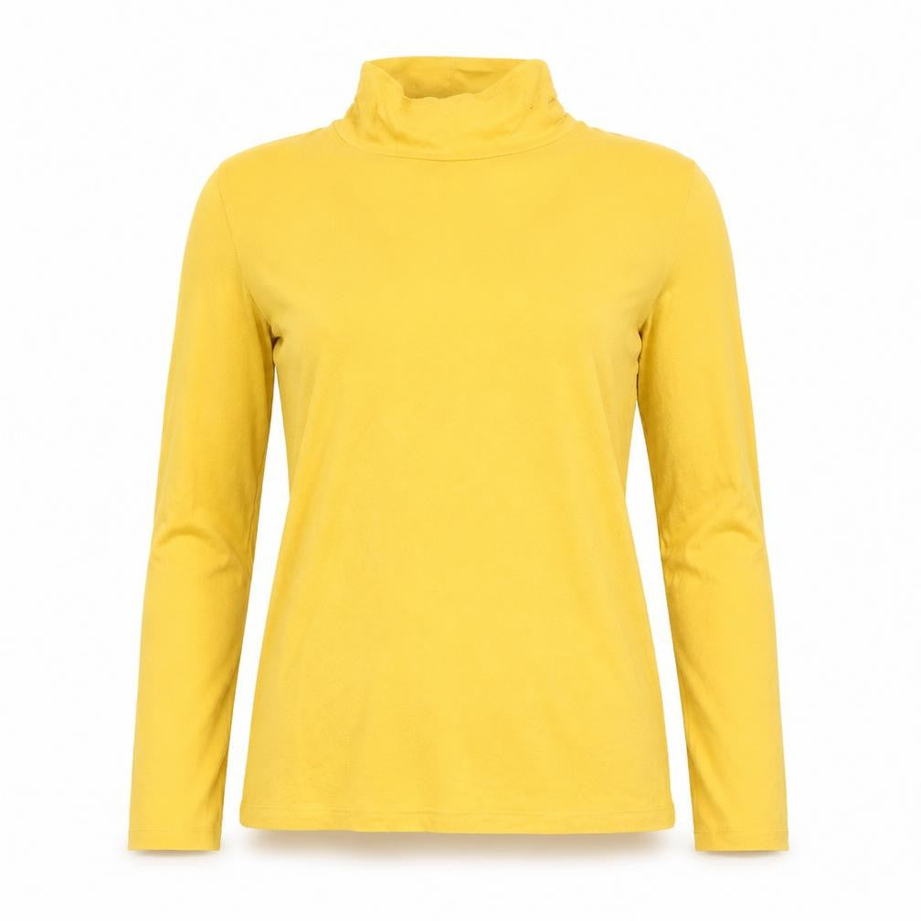 M&Co Women Yellow Roll Neck Long Sleeve Jersey Top Size 12