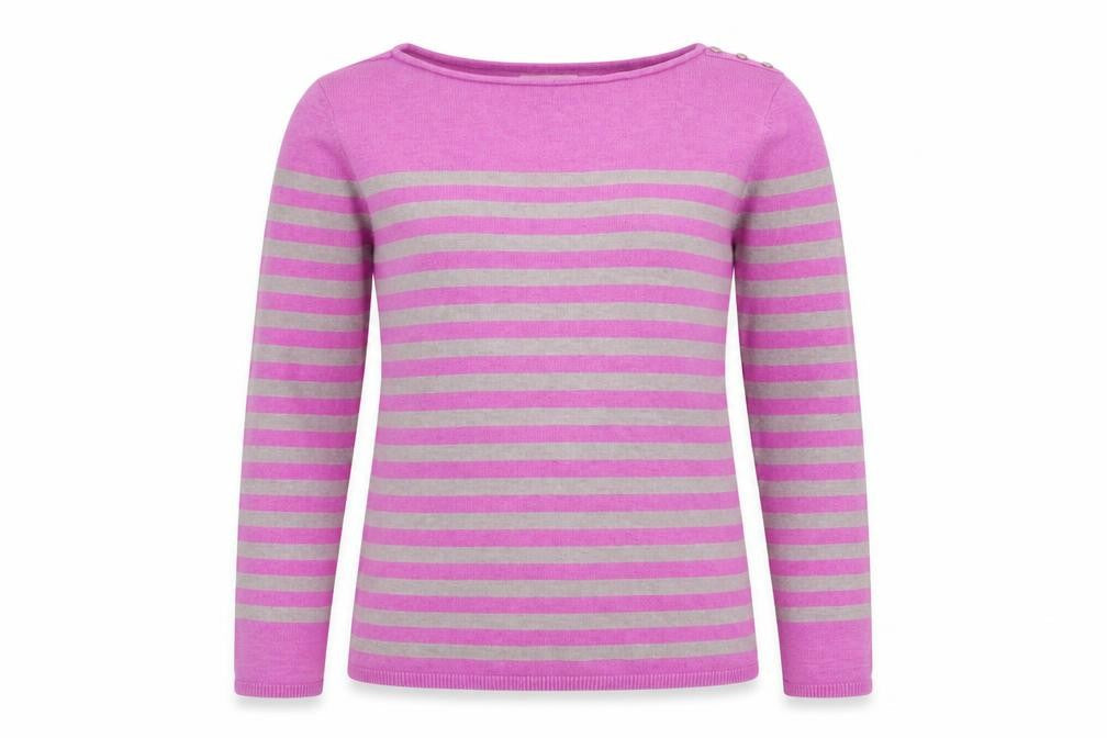 Seasalt Women’s Purple Striped Cotton Boat Neck Jumper Size 8