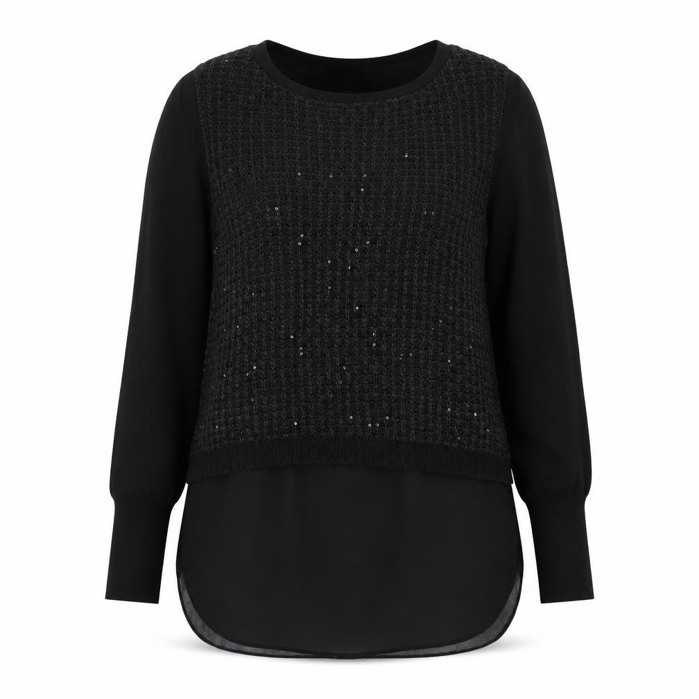 Love Me Tender Womens Black Sequin Knit Tunic Jumper Size 12