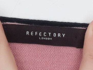 Refectory London Women's Pink V-Neck Cotton Jumper Size M
