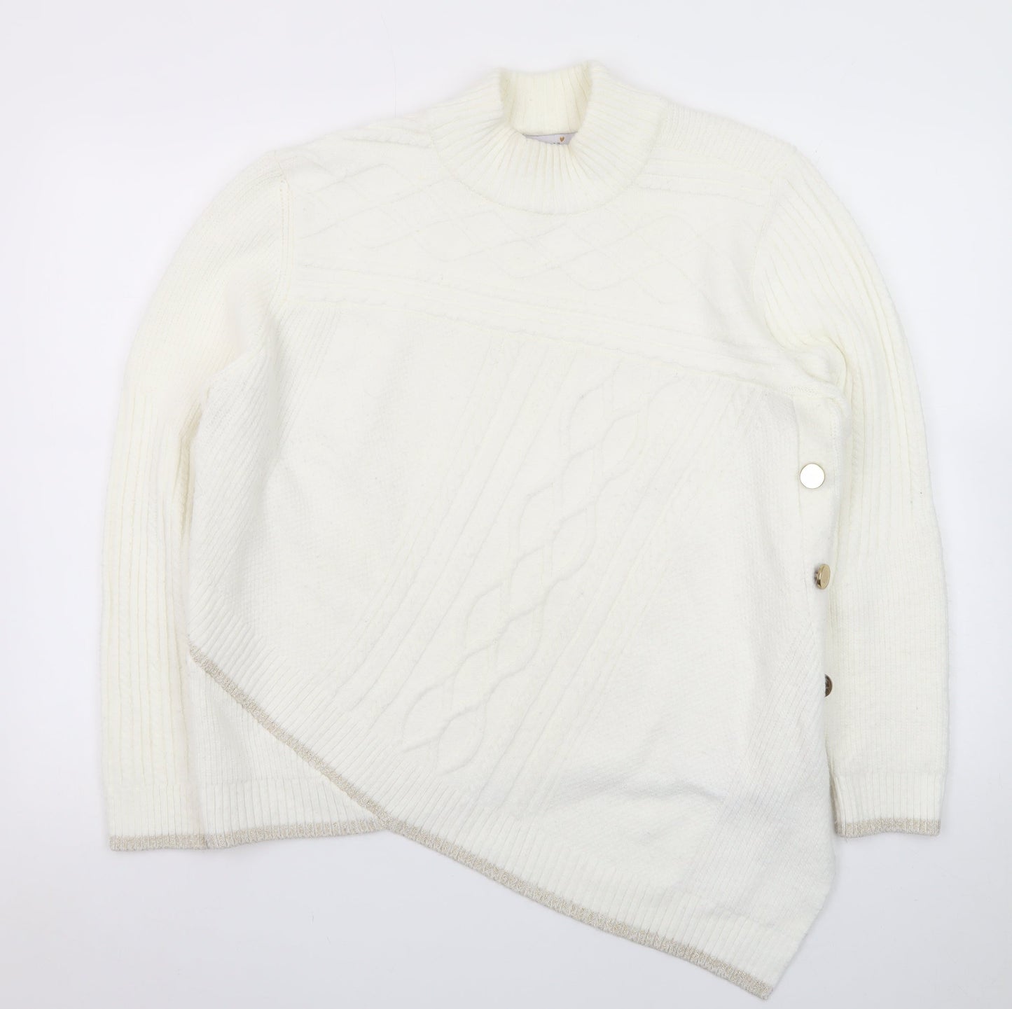 Marks and Spencer Women Ivory Cable-Knit Long Sleeve Jumper UK 16